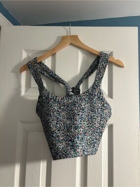 Floral Cropped Tank Top in Navy Multi